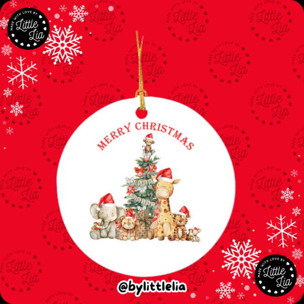 Christmas Jungle Christmas Tree 80mm Acrylic Bauble - Add Name - Image 3