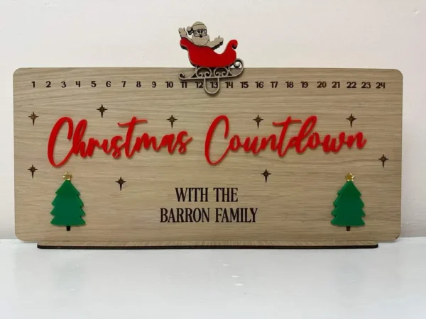 Christmas Countdown Santa Sleigh - Personalised