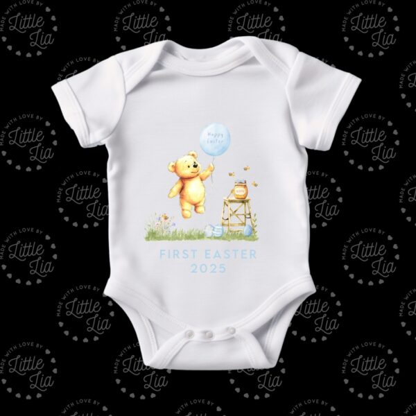 Personalised First  Easter Hunny Bear Balloon Blue - Image 2